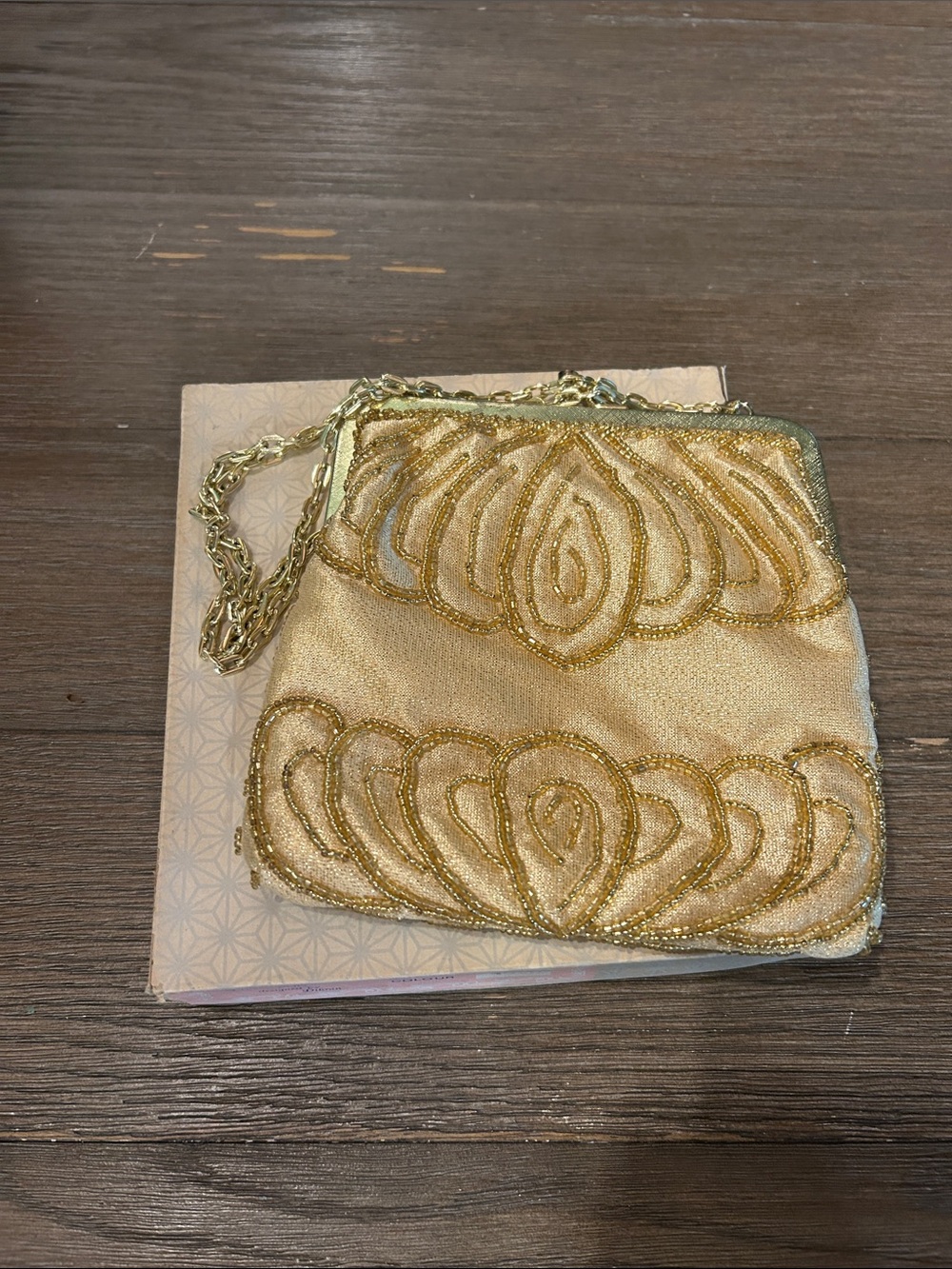 Vintage fine arts beaded evening bag mid century new old stock in original box